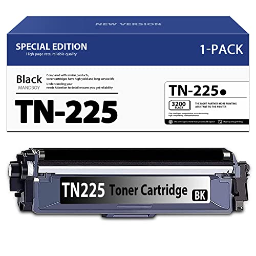 MANDBOY TN225 Toner Cartridge Replacement for Brother TN-225 Compatible HL-3140CW HL-3150CDN MFC-9130CW MFC-9140CDN MFC-9330CDW MFC-9340CDW DCP-9015CDW DCP-9020CDN Printer Black 1 Pack