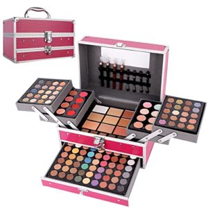 132 color all in one makeup kit,professional makeup case,makeup set for teen girls,makeup palette,multicolor eyeshadow kit (pink)
