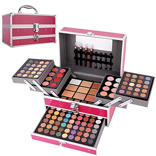 132 Color All In One Makeup Kit,Professional Makeup Case,Makeup Set for Teen Girls,Makeup Palette,Multicolor Eyeshadow Kit (Pink)