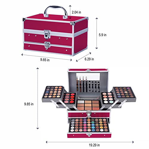 132 Color All In One Makeup Kit,Professional Makeup Case,Makeup Set for Teen Girls,Makeup Palette,Multicolor Eyeshadow Kit (Pink)