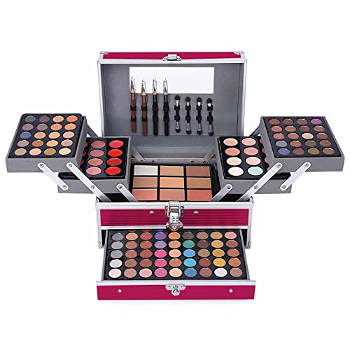 132 Color All In One Makeup Kit,Professional Makeup Case,Makeup Set for Teen Girls,Makeup Palette,Multicolor Eyeshadow Kit (Pink)