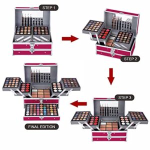 132 Color All In One Makeup Kit,Professional Makeup Case,Makeup Set for Teen Girls,Makeup Palette,Multicolor Eyeshadow Kit (Pink)