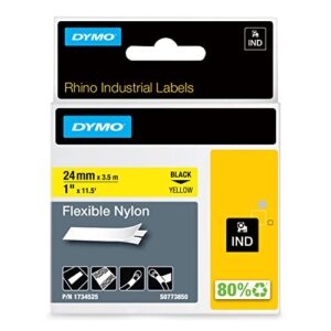 dymo industrial labels for dymo industrial rhino label makers, black on yellow, 1″, 1 roll (1734525)