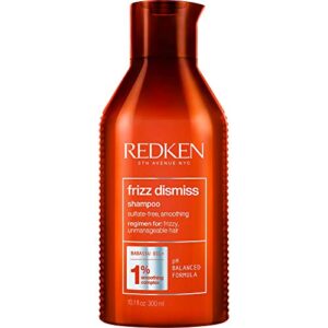 redken frizz dismiss shampoo | weightless frizz control | anti frizz for smoother hair | sulfate free | 10.1 fl oz