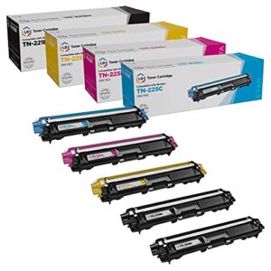 ld compatible toner cartridge replacements for brother tn221 & tn225 high yield (2 black, 1 cyan, 1 magenta, 1 yellow, 5-pack)