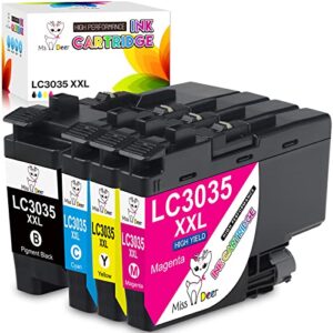 miss deer compatible lc3035 ink cartridges replacement for brother 3035 3035xxl lc3035xxl work for brother mfc-j995dw mfc-j995dw xl mfc-j805dw mfc-j805dw xl mfc-j815dw (1bk, 1c, 1m, 1y) 4-pack