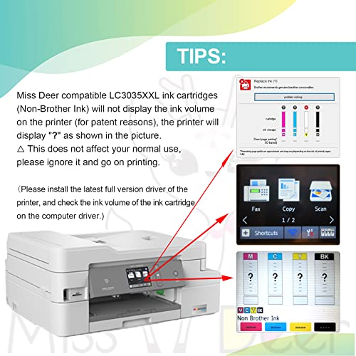 Miss Deer Compatible LC3035 Ink Cartridges Replacement for Brother 3035 3035xxl LC3035XXL Work for Brother MFC-J995DW MFC-J995DW XL MFC-J805DW MFC-J805DW XL MFC-J815DW (1BK, 1C, 1M, 1Y) 4-Pack