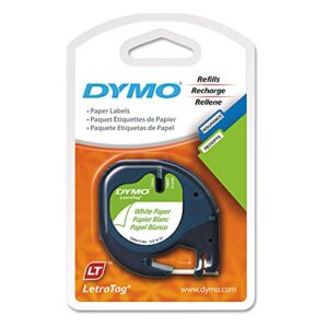 dymo 10697 letratag paper label tape cassettes, 1/2-inch x 13ft, white, 2/pack