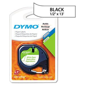 Dymo 10697 Letratag Paper Label Tape Cassettes, 1/2-Inch X 13Ft, White, 2/Pack