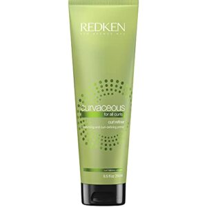 redken curvaceous curl refiner cream | for curly hair | curl defining primer that helps control frizz | with moringa oil | 8.5 fl oz