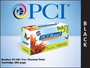 pci brand compatible ribbon replacement for brother pc-401 fax black thermal print cartridge 250 page yield