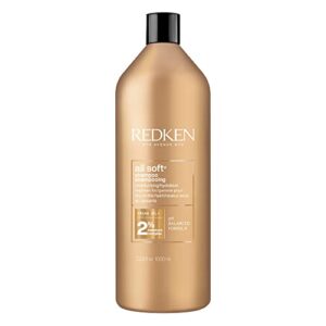 redken all soft shampoo | for dry / brittle hair | provides intense softness and shine | with argan oil | 33.8 fl oz