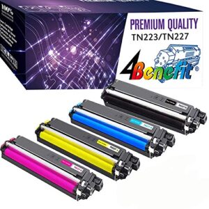 (4-pack) 4benefit compatible tn227 tn-227 toner cartridge tn 227 combo 4-pack b/c/y/m set replacement for brother mfc l3750cdw hl-l3270cdw hl-l3230cdw mfc-l3710cw laser printer