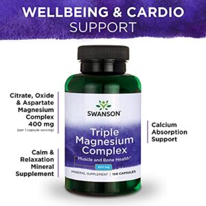 Swanson Triple Magnesium Complex - 100 Capsules, 400mg Each