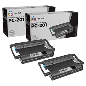 ld compatible fax cartridge with roll replacement for brother pc201 (2-pack)
