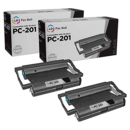 LD Compatible Fax Cartridge with Roll Replacement for Brother PC201 (2-Pack)