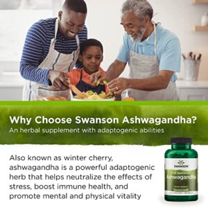 Swanson Ashwagandha Powder Supplement-Ashwagandha Root & Aerial Parts Supplement Promoting Stress Relief & Energy Support-Ayurvedic Supplement for Natural Wellness (100 Capsules, 450mg Each)