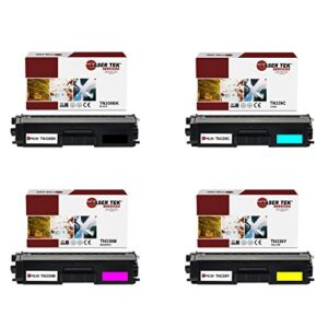 laser tek services compatible extra high yield toner cartridge replacement for brother tn-339 works with brother hll9200cdw l9200cdwt, mfcl9550cdwt printers (black, cyan, magenta, yellow, 4 pack)