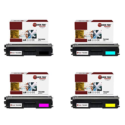 Laser Tek Services Compatible Extra High Yield Toner Cartridge Replacement for Brother TN-339 Works with Brother HLL9200CDW L9200CDWT, MFCL9550CDWT Printers (Black, Cyan, Magenta, Yellow, 4 Pack)