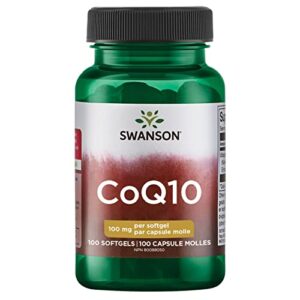 swanson coq10 – energy antioxidant support – coenzyme q10 supplement – (100 softgels, 100mg each)