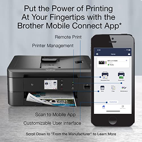 Brother MFC-J1170DW Wireless Color Inkjet All-in-One Printer with Mobile Device Printing, NFC, Cloud Printing & Scanning, Refresh Subscription and Amazon Dash Replenishment Ready