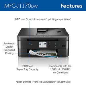 Brother MFC-J1170DW Wireless Color Inkjet All-in-One Printer with Mobile Device Printing, NFC, Cloud Printing & Scanning, Refresh Subscription and Amazon Dash Replenishment Ready