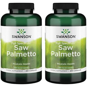 Swanson Saw Palmetto - Herbal Supplement Promoting Male Prostate Health Support - Natural Hair Supplement & Urinary Health Support (540 mg 250 Capsules) 2 Pack