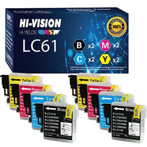 hi-vision hi-yields ® compatible lc-61 lc61 ink cartridge replacement (2 black, 2 cyan, 2 yellow, 2 magenta, 8-pack)