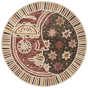 loloi justina blakeney x ayo collection ayo-01 rose/multi contemporary 3′-0″ x 3′-0″ round accent rug