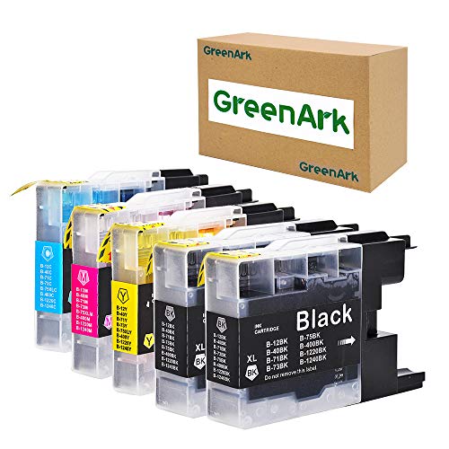 GREENARK Compatible Ink Cartridge Replacement for Brother LC75 LC71XL High Yield Ink Work for Brother MFC-J280W MFC-J425W MFC-J6510DW MFC-J6710DW MFC-J6910DW (2 Black, 1 Cyan, 1 Magenta, 1 Yellow)