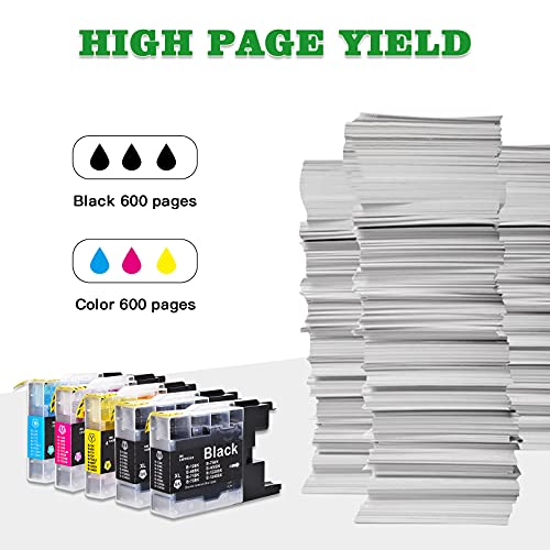 GREENARK Compatible Ink Cartridge Replacement for Brother LC75 LC71XL High Yield Ink Work for Brother MFC-J280W MFC-J425W MFC-J6510DW MFC-J6710DW MFC-J6910DW (2 Black, 1 Cyan, 1 Magenta, 1 Yellow)