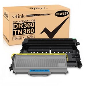 v4ink compatible drum+toner replacement for brother dr360 tn360 (1drum + 1toner) work with dcp7030 dcp7040 dcp7045 hl2120 hl2140 hl2150 hl2170 mfc7320 mfc7340 mfc7345 mfc7440 mfc7445 mfc7450 mfc7840