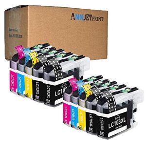 annjet compatible ink cartridge replacement for brother lc-103xl lc103xl lc103 xl use with mfc j4310dw j450dw j470dw j475dw j650dw j870dw j875dw printer (4 black, 2 cyan, 2 magenta, 2 yellow)10 pack