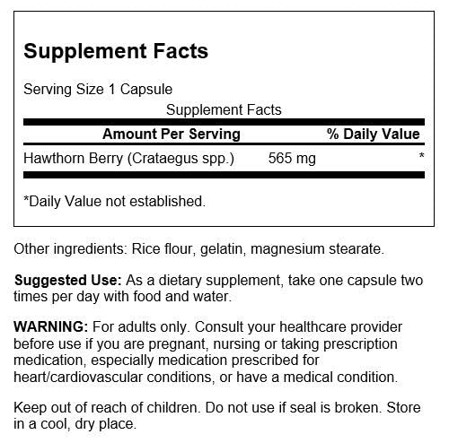 Swanson Hawthorn Berries Supplement | Supports Blood Pressure & Heart Health 250 Capsules, 565 mg Each Hawthorne Berry Pills