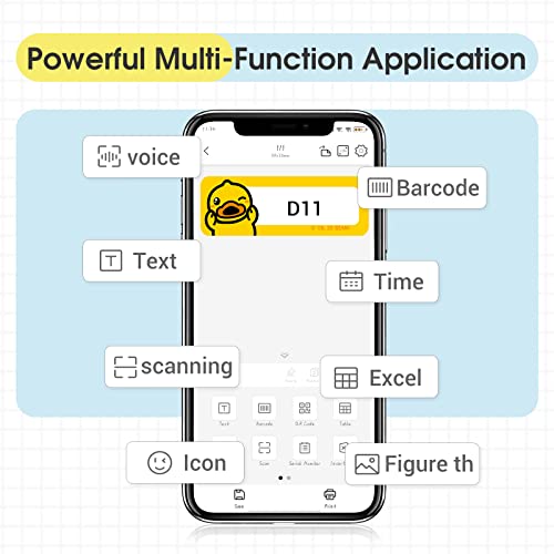 NIIMBOT Label Maker Machine with Tape D11 Portable Wireless Connection Label Printer Multiple Templates Available for Phone Pad Easy to Use Office Home Organization USB Rechargeable