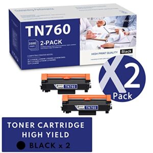 lvelimit tn760 black toner cartridge high yield replacement for brother tn-760 tn760 toner cartridge compatible with dcp-l2550dw mfc-l2710dw l2750dw l2750dwxl hl-l2350dw printer toner, 2 pack