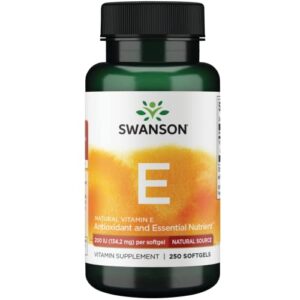 swanson natural vitamin e – natural supplement supporting heart health & tissue protection – essential nutrient promoting overall health & wellness 200 iu (134.2 milligrams) 250 sgels