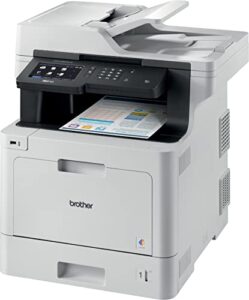 brother color mfc-l8900cdw wireless all-in-one laser printer for home office – print copy scan fax – 33 ppm, 2400 x 600 dpi, 5″ touchscreen lcd, duplex printing, 70-sheet adf, nfc, ethernet