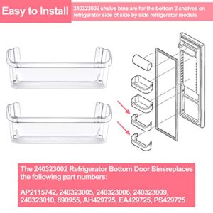 Upgraded 240323002 Refrigerator Door Bin Shelf Replacement For Frigidaire,Kenmore Refrigerator Door Shelf Replacement Parts AP2115742 PS429725 240323000,2 Bottom Shelves Shelf with Soda Can Organizer