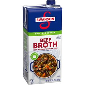 swanson 100% natural, 50% less sodium beef broth, 32 oz carton
