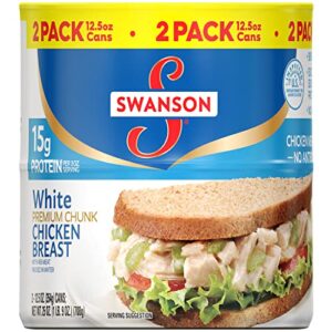 Swanson White Premium Chunk Canned Chicken Breast in Water, Fully Cooked Chicken, 12.5 OZ Can (Pack of 2)