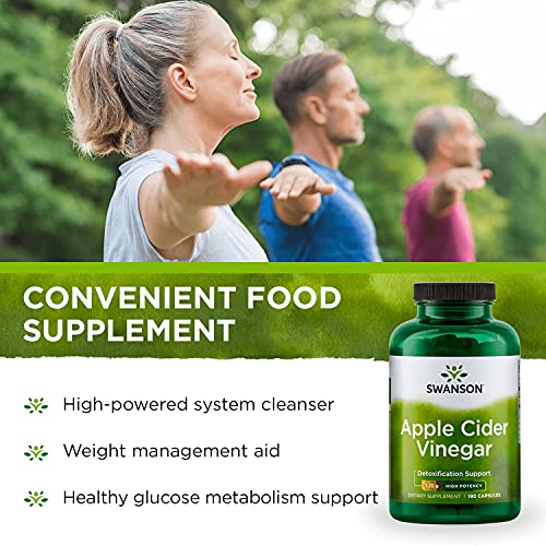 Swanson Apple Cider Vinegar Capsules - Supports Healthy Weight Loss & Digestive Health - Helps Support Metabolism and Maintain Glucose Profile - (180 Capsules, 625mg Each)