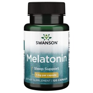 Swanson Melatonin - Herbal Supplement Promoting Relaxation & Sleep Support - Aiding a Normal Sleep Schedule - (120 Capsules, 1mg Each)