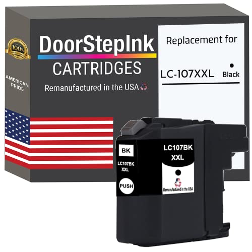 DoorStepInk Remanufactured in The USA Ink Cartridge Replacements for Brother LC107 Black for Printers MFC-J4410DW MFC-J4510DW MFC-J4610DW MFC-J4710DW