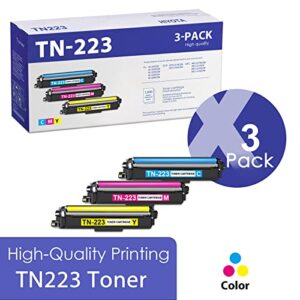 hiyota compatible 3 pack (1c/1m/1y) tn-223 tn-223c tn-223m tn-223y toner cartridge replacement for brother tn 223 mfc-l3770cdw l3710cw l3750cdw hl-3210cw 3230cdw 3270cdw dcp-l3510cdw printer