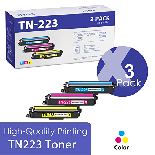 HIYOTA Compatible 3 Pack (1C/1M/1Y) TN-223 TN-223C TN-223M TN-223Y Toner Cartridge Replacement for Brother TN 223 MFC-L3770CDW L3710CW L3750CDW HL-3210CW 3230CDW 3270CDW DCP-L3510CDW Printer