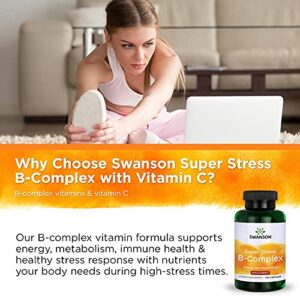 Swanson Vitamin B-Complex w/ Vitamin C - Natural Supplement Promoting Stress Relief, Energy Support & Aiding Immune Health - May Support Metabolism & Nervous Health - (100 Capsules)