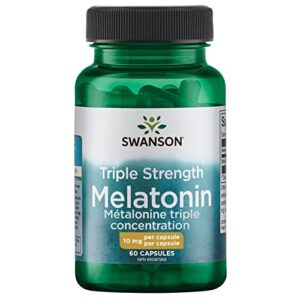 swanson triple strength melatonin – natural sleep support for disrupted sleep cycles – (60 capsules, 10mg each)