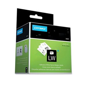 dymo self-adhesive name badge labels 2-1/4 x 4 white 250/box dym30857