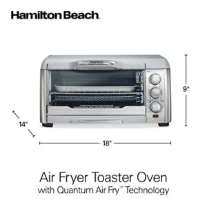 Hamilton Beach Quantum Fast Air Fryer Countertop Toaster Oven with Large Capacity, Fits 6 Slices or 12” Pizza, 5 Functions for Convection, Bake, Broil, Stainless Steel (31350)